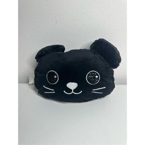 Mystic Apparel Black Cat Plush Pillow Sequins Trim 15” X 10”